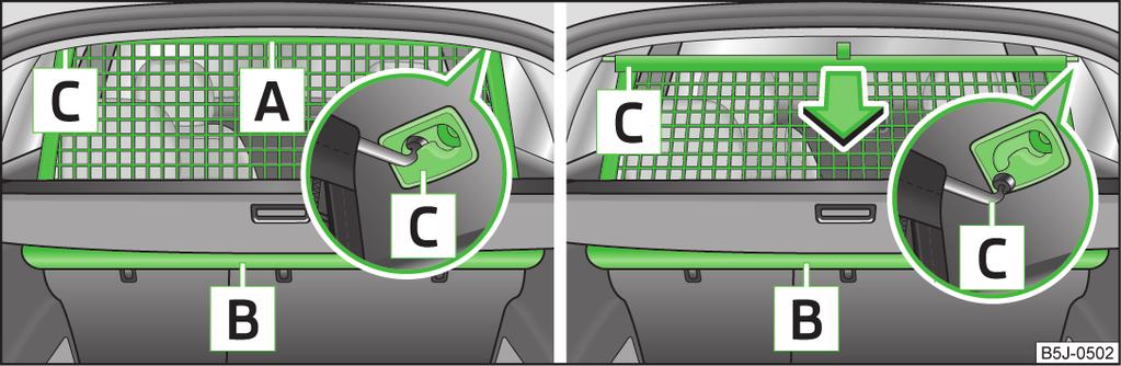 Net partition (Combi) Introduction This chapter contains information on the following subjects: Using the net partition behind the rear seats 62 Using the net partition behind the front seats 63