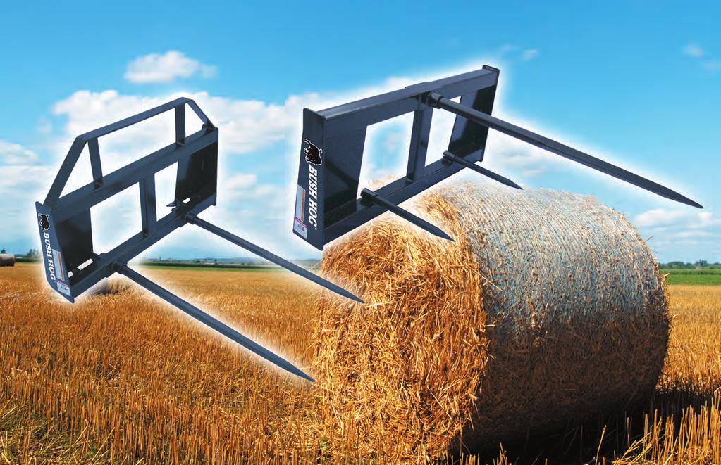 BS SERIES TRACTOR-MOUNTED BALE SPEAR The BS2 is a dual spear design. This design allows the moving of large bales with greater speed and stability while using a skid steer or Ag loader.