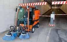 Combined container for mowing and sweeping/suction operation Winter service with sweeper brush, snow blade or mill Attachment space for platform and gritter Small outside,