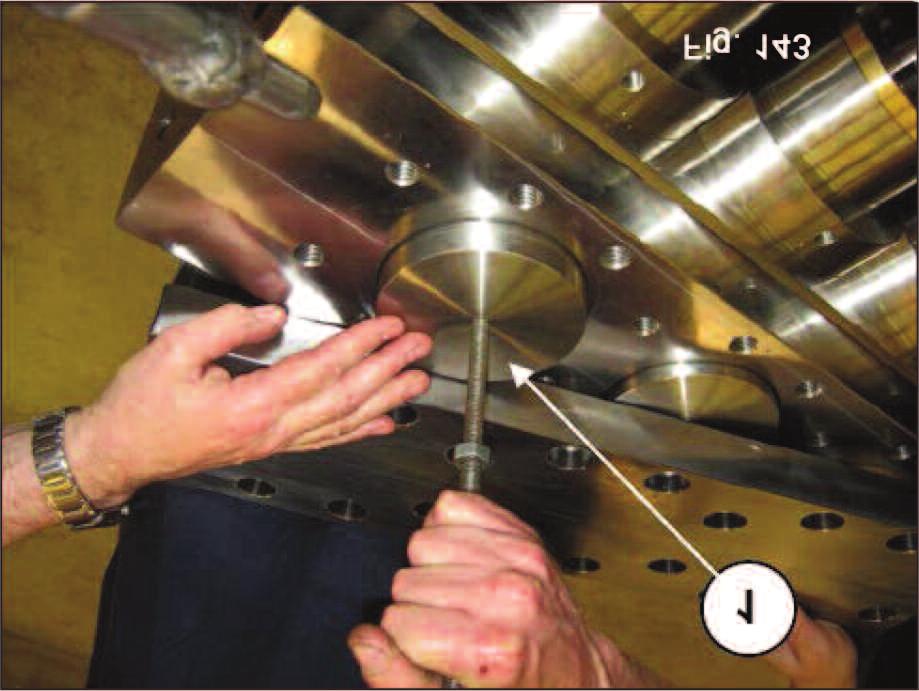 (1, fig. 141). Fit two M24 eyebolts in the outlet flange fixing holes (1, fig.