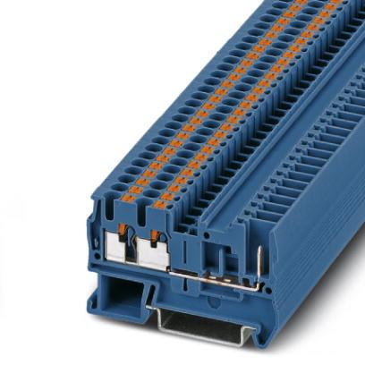 Extract from the online catalog PT 2,5-TWIN/1P BU Order No.: 3209646 Feed-through modular terminal block, Connection method: Pushin / plug connection, Cross section: - 4 mm², AWG 26-12, Width: 5.