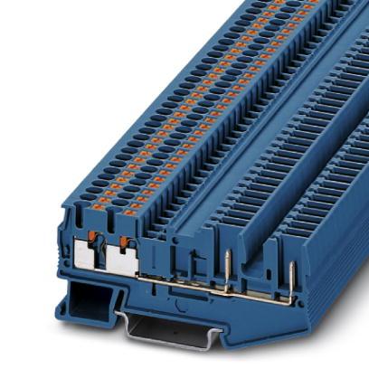 Extract from the online catalog PT 2,5-QUATTRO/2P BU Order No.: 3209675 Feed-through modular terminal block, Connection method: Pushin / plug connection, Cross section: - 4 mm², AWG 26-12, Width: 5.