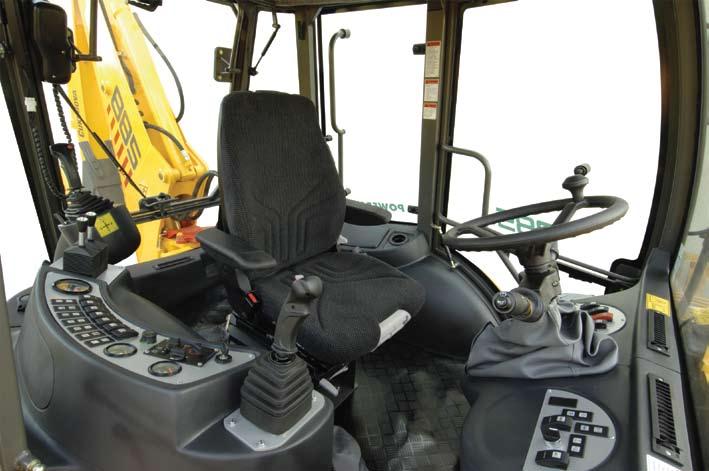 OPERATORS ENVIRONMENT Excellent visibility with more tinted safety glass and increased cab room Cab Specially designed ROPS/FOPS cab provides perfect operating comfort, excellent visibility, and