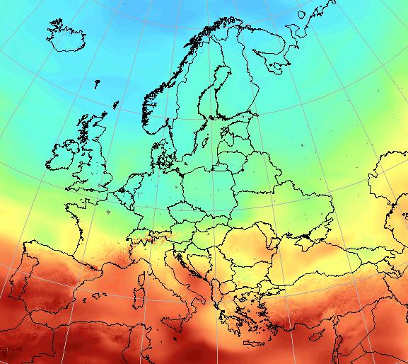 Slika 6: Sončno obsevanje Evrope Vir: http://re.jrc.cec.eu.