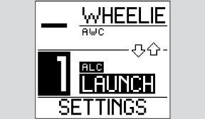 After selecting the function A-PRC SETTINGS, press the MODE selector briefly to access the AWC and ALC level settings screen.