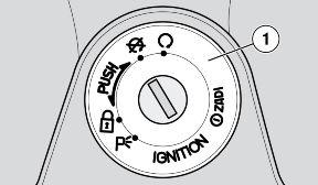 Once the operation is finished, the display goes back to the LANGUAGES menu. Ignition switch (02_37) The ignition switch (1) is located on the headstock upper plate.