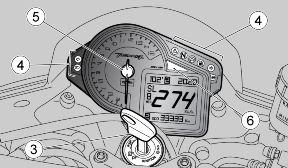 The rpm indicator (5) will go to the end of the scale for 3 seconds, then it will return to the