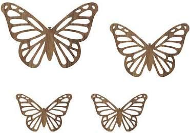 210003 WOOD STICKERS - BUTTERFLIES Real wood with self-adhesive back Set of 4 pcs. 50-80 mm ITEM NO.