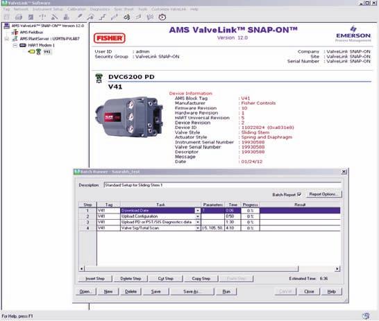 Using the AMS ValveLink SNAP-ON application, any resulting alerts will be visible from Audit Trail, Alert Monitor, and AMS Suite: Asset Performance Management.