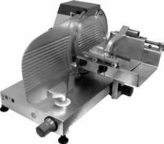 commercial use. The meat press arm, mounted on a liftable double plate, allows slicing of fresh meats.