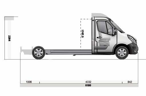 Dimensions PLATFORM CAB DIMENSIONS (MM) FWD FWD ML31/ML35 LL31/LL35 A Wheelbase 3,682 4,332 B Overall length 5,530 6,180 C Front overhang 842 842 D Rear overhang 1,006 1,006 E Front track 1,750 1,750