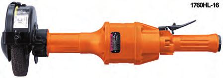 Type Free Speed (rpm) Abrasive Capacity Type Housing Weight Length Air Inlet Size 560BHX-16 5/8" - 11 e Spade 6,000 560BHL-16 5/8" - 11 e Lever 6,000 Minimum Hose I.D.: 1/2 in / 12.