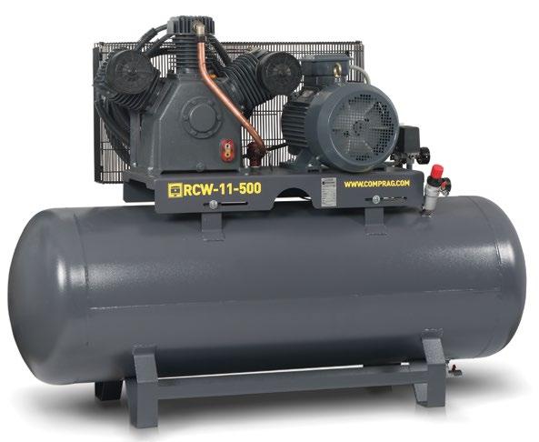 Piston Compressors Recom RCW with to 1,30 m³/min. Ideal for workshops and light industrial applications.