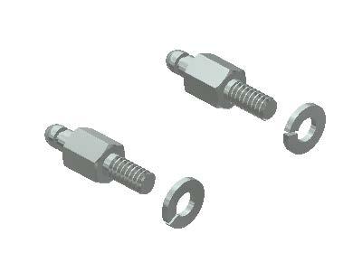 for existing D-SUB systems with threaded insert UNC 4-40. The kit includes two locking bolts with washers.