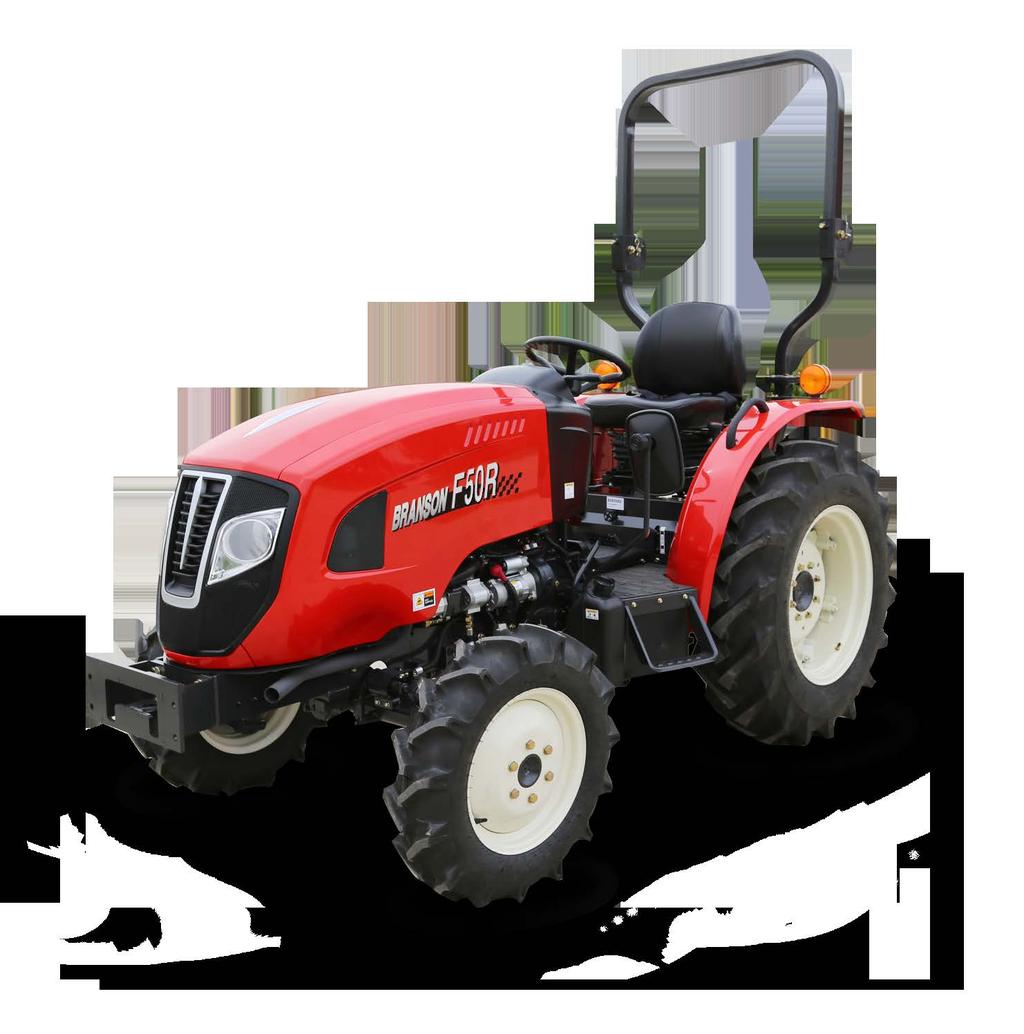 Branson tractors are all wheel drive and they are designed with a dual power direction, hydrostatic, steering cylinder. We do not use a steering drag link.