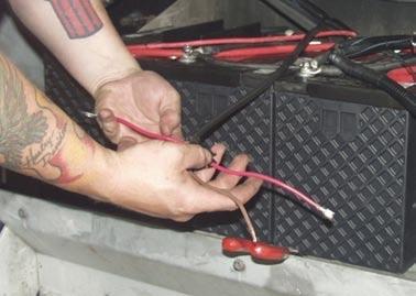 Heater Installation 38 27 Run Heater Unit Power Cable to NITE Batteries Take the heater unit power cable, run it under the truck (attach with zip