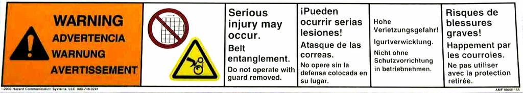 The Safety Label kit contains the following labels in the quantities indicated and should be installed as shown in Figures 15 through 19.