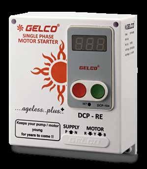 Engineering grade plastic enclosure( ABS) Facility to connect GELCO Water Level Controller Adaptor ( LLC-001D) With programmable parameters Only for Oil filled pumpset Motor H.P.
