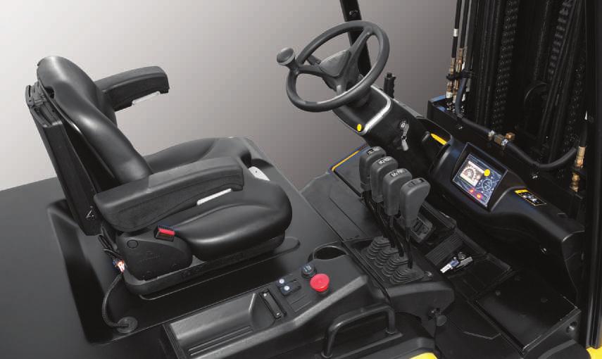 angle of the steering column can easily be adjusted through a lever on the