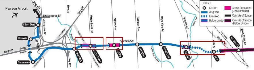 SmartTrack Western Corridor: Eglinton West LRT An Eglinton West LRT Extension with 8 to 12 new stations between Mount Dennis and