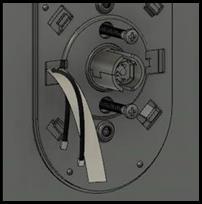 Place the back plate on the interior of the door with the upper and