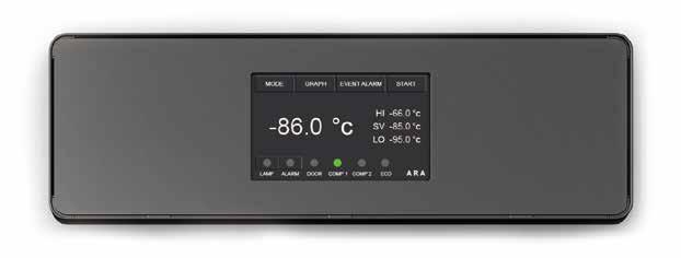 ARA M Deep freezers advanced functionality with intuitive display and control panel On the screen of MODE, the settings of temperature, ECO, alarm, etc can be made.