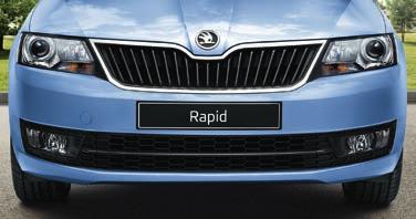 A characteristic feature of the ŠKODA design are the sharp edges of the headlamps and fog lamps.
