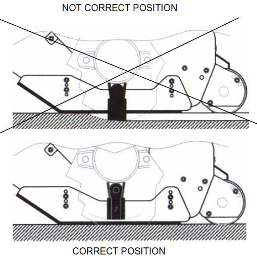 Working position and adjustment Before making any adjustments to the machine, turn off the tractor engine, remove the key and apply the handbrake. Make sure that the machine is parallel to the ground.