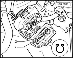 Page 39 of 126 24-38 Continuation - Disconnect 4-pin connector -1- (black) to HO2S - G39- (before three way catalytic converter).