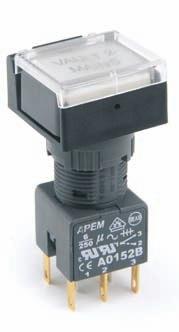 A0 SERIES ILLUMINATED OR NON-ILLUMINATED PUSHBUTTON SWITCHES Panel cut-out Ø6 (.