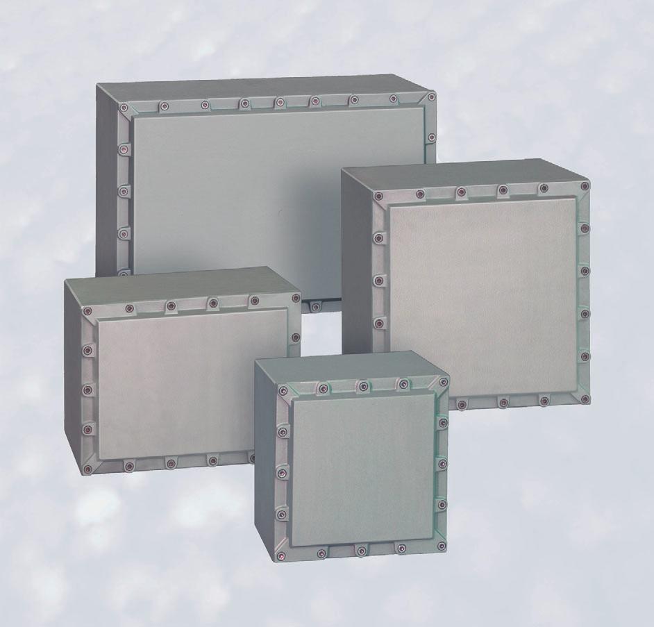 11 Control Panels, Distribution Panels and Components EEx d Enclosures in Light Metal or stainless steel Flexible modular design for combining enclosures Can be used in Zone 1 and Zone 2 in Zone 21
