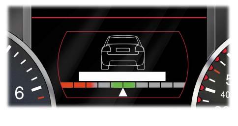 The adaptive cruise control active status is indicated by faint red illumination of all LEDs in the range between 30 and