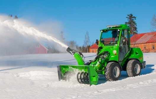 First the auger breaks up the snow and moves it into the fan which then throws the snow out through the discharge chute. Discharge chute can be rotated 270, operated from the driver s seat.