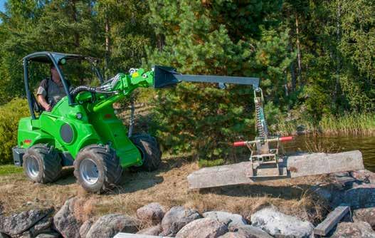 quick and easy opening width adjustment The stone grab is best mounted on an Avant with telescopic boom. With the Avant jib boom (A32395) and telescopic boom extended the max.