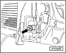 engine support and transmission. Fig. 2 Disconnecting coolant hose - Drain coolant from radiator.