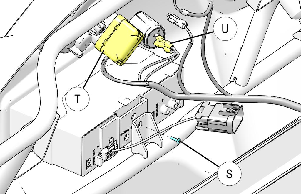 Dismantle the radio (if equipped) by removing screw (S) with Phillips screwdriver and