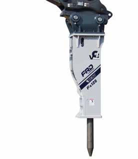 HYDRAULIC BREAKERS KENT/FX25A BREAKER 275 ft lbs, efficient for concrete, driveways and sidewalks Ideal for tight areas where increased power is needed For dingo, skidsteer, and