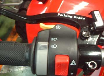Press the lever downward to the fixed brake position. 3. As brake position is fixed, rear wheels will lock.