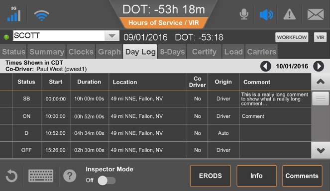 Day Log Tab ELD Mandate requires more information displayed on the