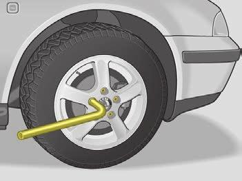 n If light-alloy wheels are fitted, use the plastic clip supplied to pull off the covers for the wheel bolts. n Unscrew the safety wheel bolts* - see page 161.