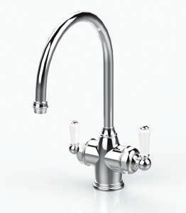 INSTANT HOT SINK MIXER WITH LEVER HANDLES AND C SPOUT CHROME NICKEL PEWTER GOLD ALSO AVAILABLE IN SPECIAL FINISHES, SEE PAGE