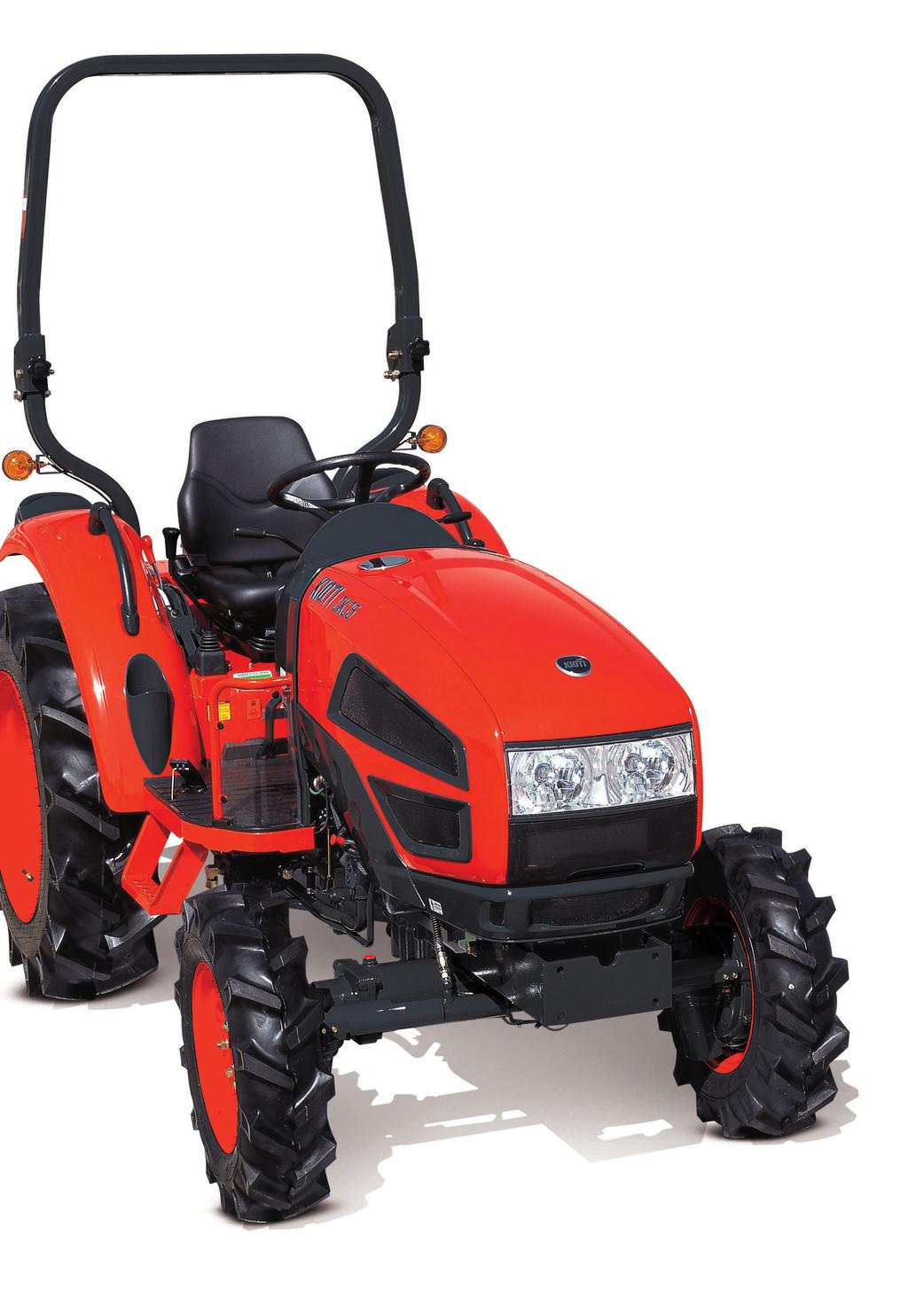KIOTI Compact Tractor Distinctive design The curved hood and fender add distinctive lines to the CK Series tractors.