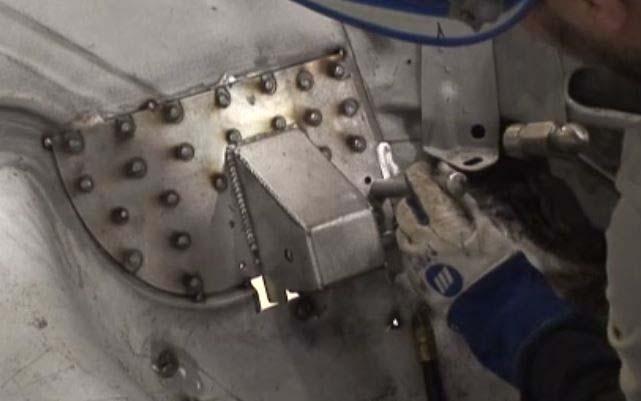 Remove all sheet metal screws and plug weld the remaining holes in the plate.