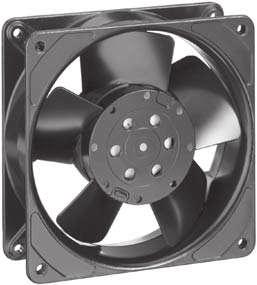 AC Axial Fans Series 4000 Z 9 x 9 x 38 mm AC fans with external rotor shaded-pole motor. Impedance protected against overloading. Metal fan housing and impeller. Air exhaust over struts.