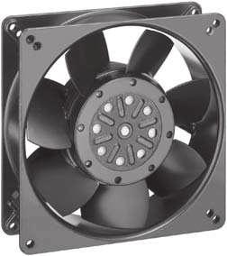 AC Axial Fans Series 5600 35 x 35 x 38 mm AC fans with external rotor shaded-pole motor. Protected against overloading by thermal cutout. Metal fan housing and impeller. Air exhaust over struts.