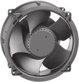 DC Diagonal Fans WG 80 Ø 00 x 70 mm Fan housing of die-cast aluminium GDAISi. Impeller of plastic PA 6.6. Polarity and locked-rotor protection, soft start. Blowing over struts.
