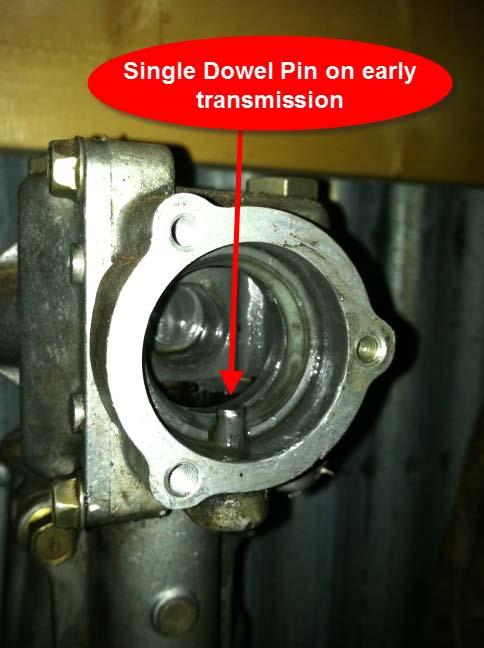 On Pre-1999 transmissions, there will only be one slot in the front (it too has a crappy plastic bushing in it!