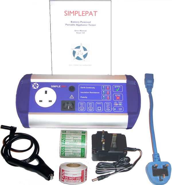 GETTING STARTED 5 Before using the SimplePAT please check that the following items have been included in the shipment: SimplePAT unit Battery charger Earth test lead Short IEC lead (blue) User manual