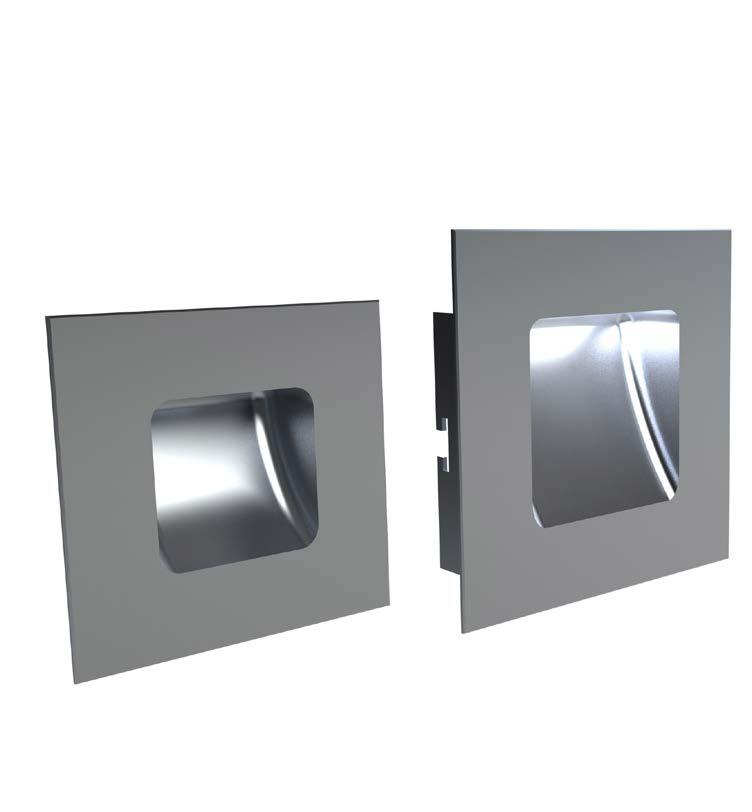 acdc1108 family of compact asymmetrical, square wall recessed LED luminaire, delivering 40lm & 70lm.