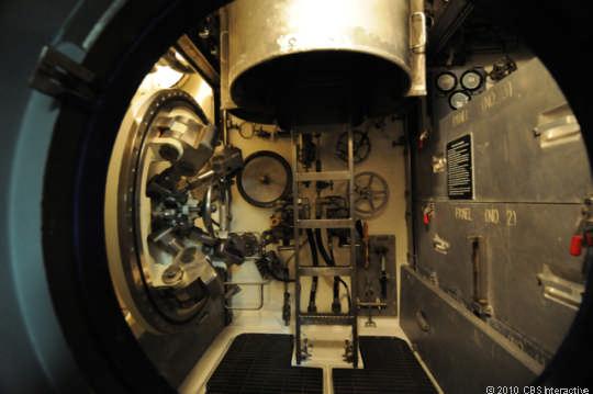 This is the lock-out trunk, the compartment that is used when it is necessary to put people out into the water while the submarine is below the surface.